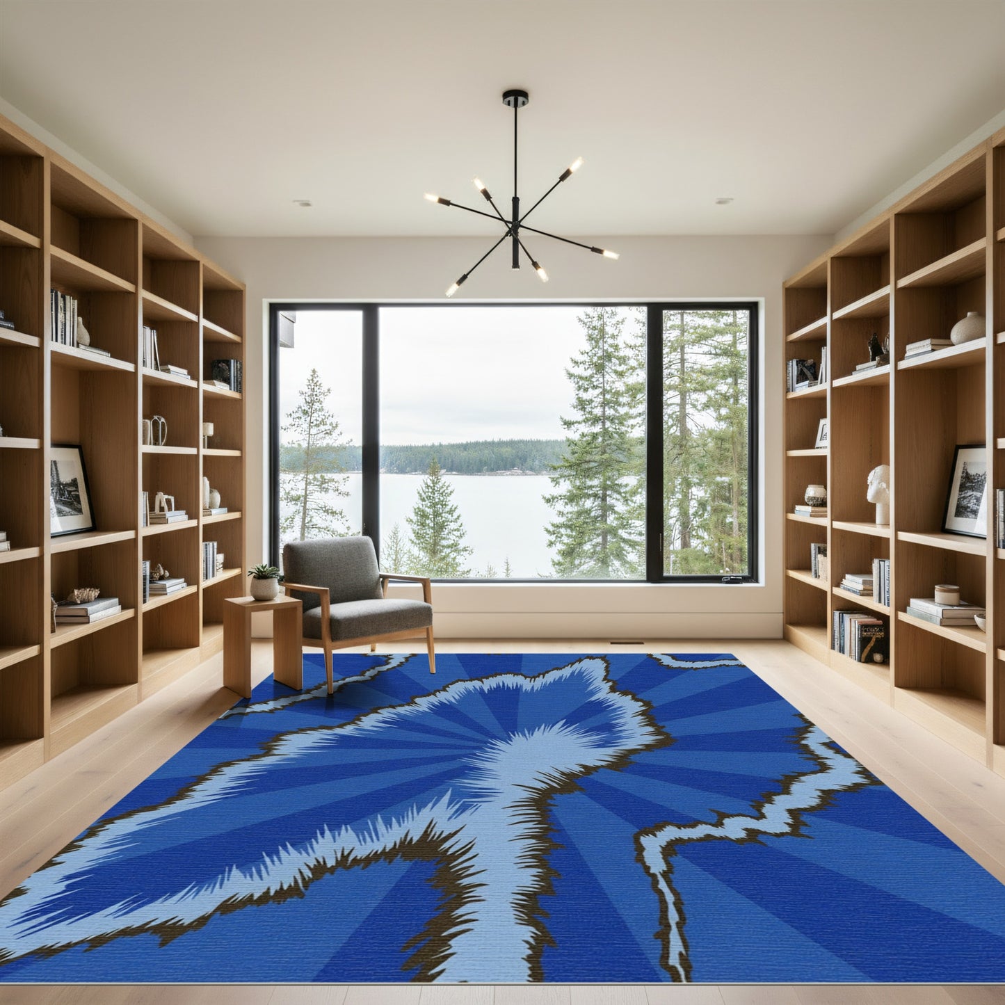 Electric Blue Jagged Bolt Rug