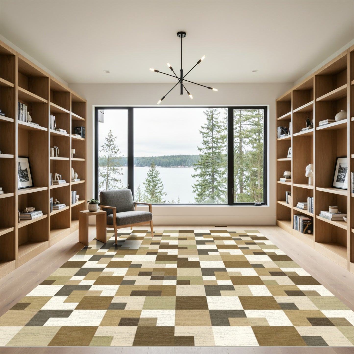Earthy Tones Geometric Blocks Rug