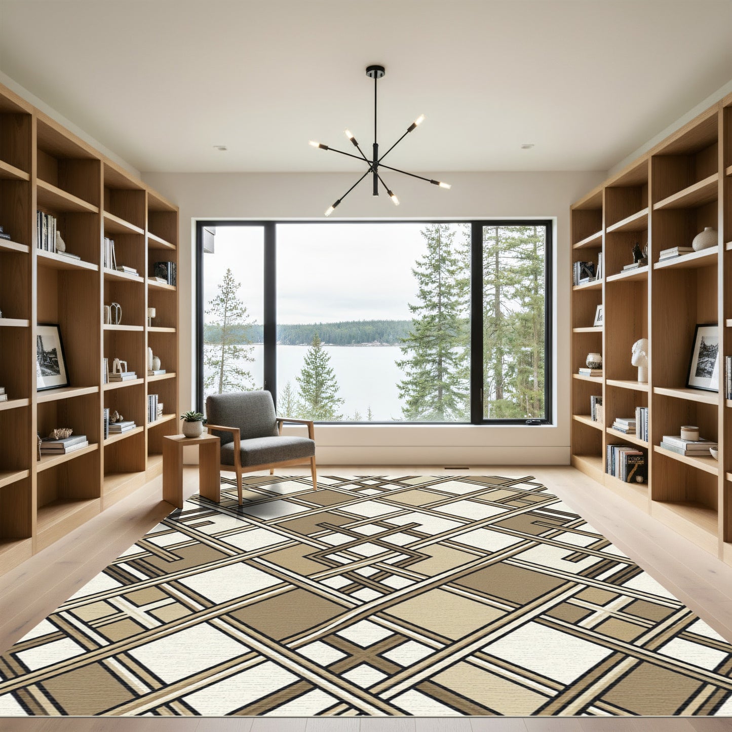 Caramel Beige Interwoven Lattice Rug