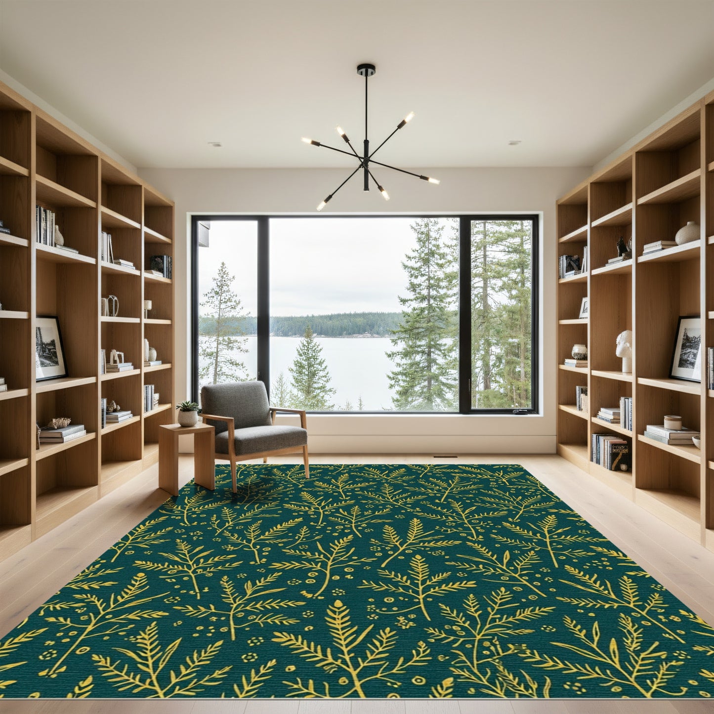 Golden Emerald Botanical Branch Harmony Rug