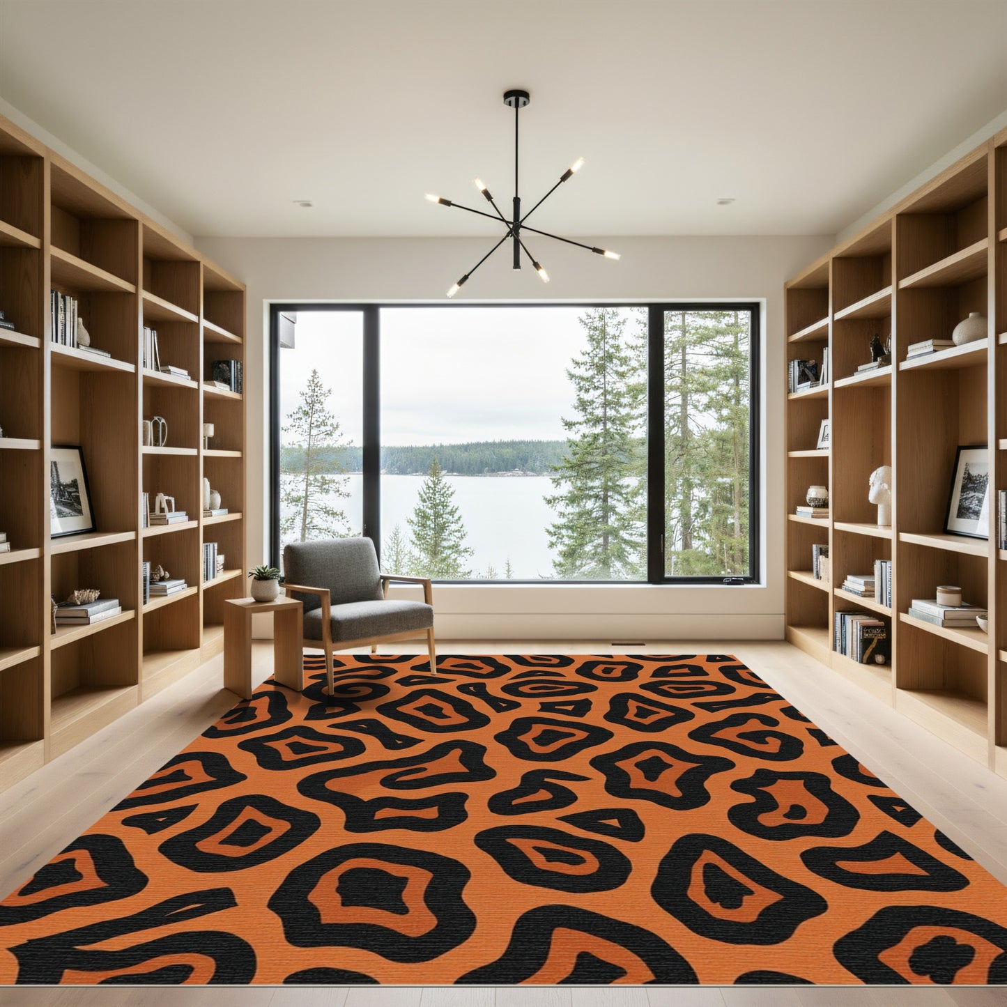 Bold Orange Black Animal Spots Rug