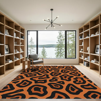 Bold Orange Black Animal Spots Rug