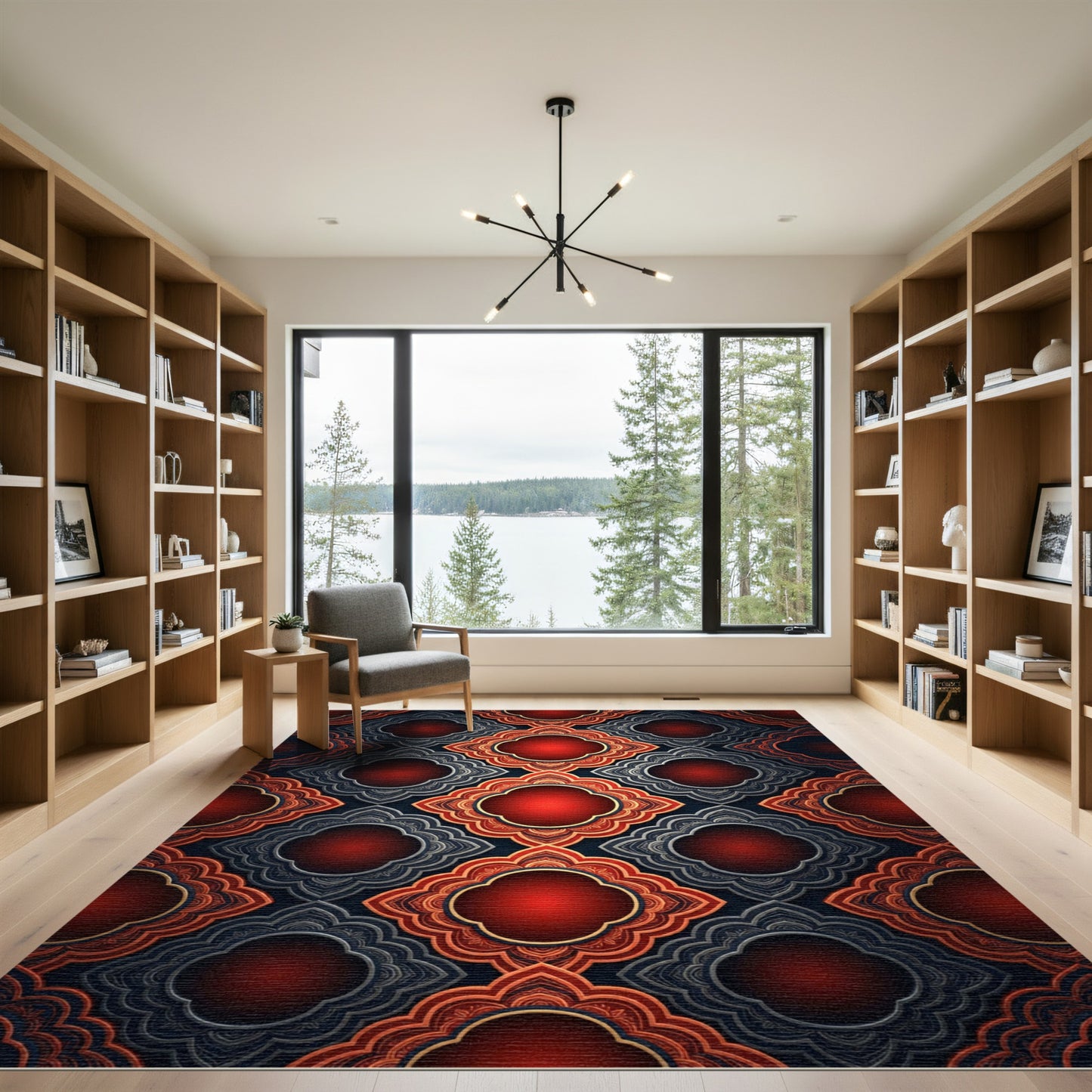 Crimson Gold Quatrefoil Medallion Rug