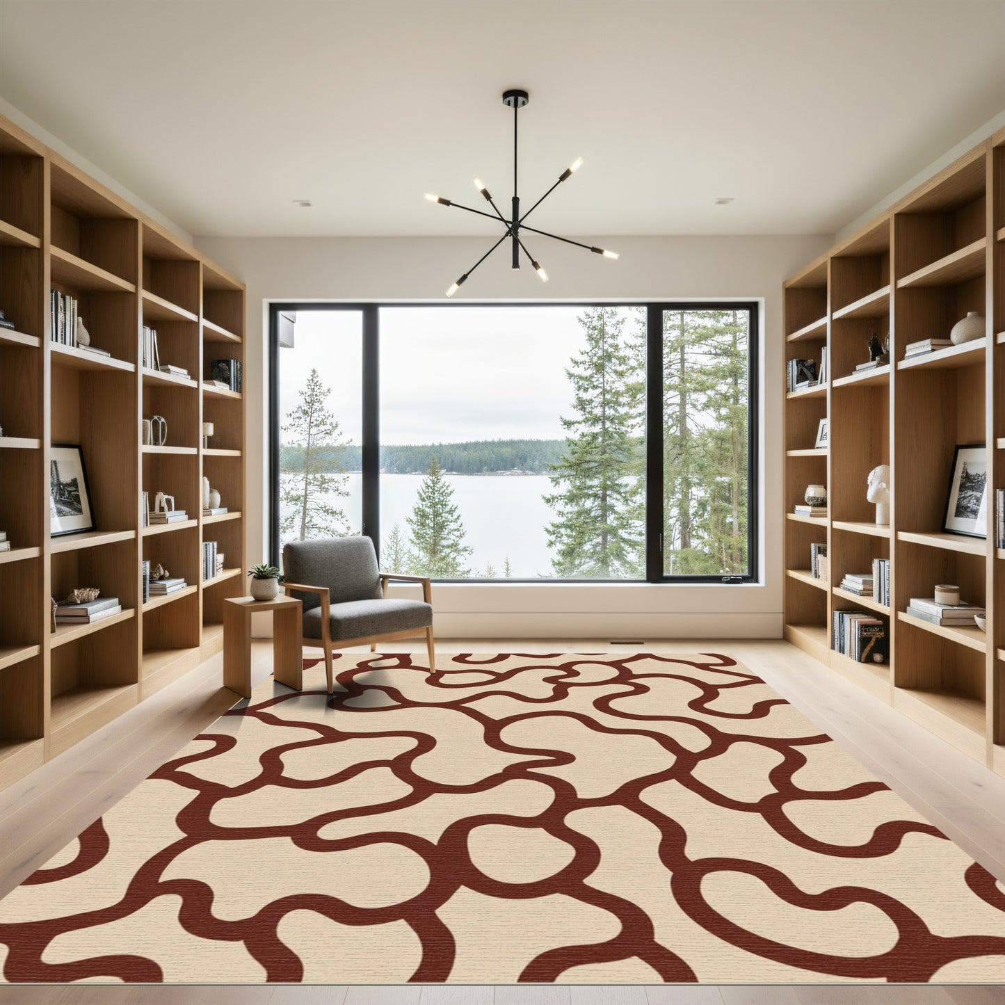 Organic Marbled Abstract Curves Rug