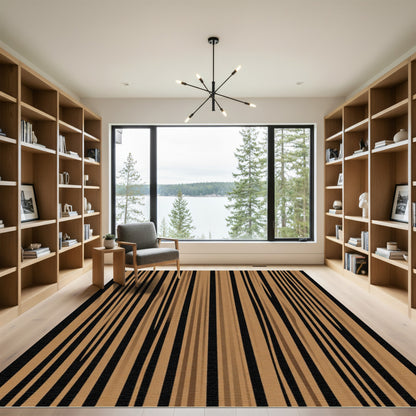 Brown Vertical Stripe Texture Rug
