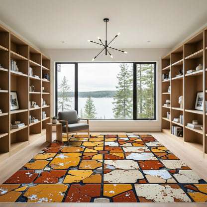 Rustic Terracotta Cracked Mosaic Rug