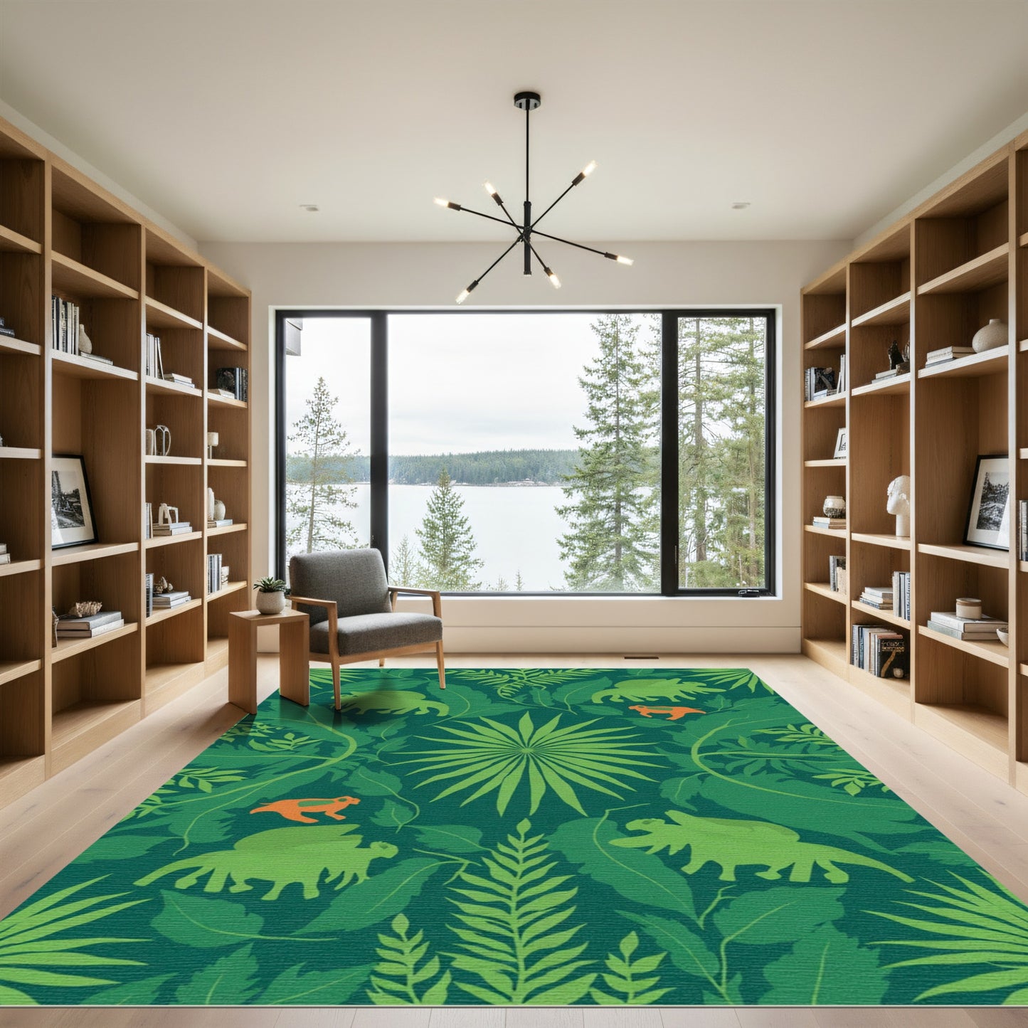 Green Tropical Jungle Creatures Rug