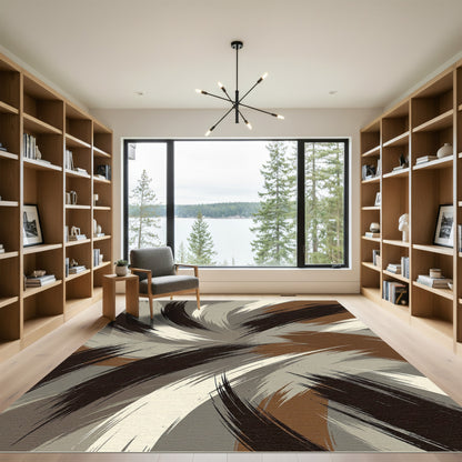 Earthy Tones Swirling Brushstrokes Rug