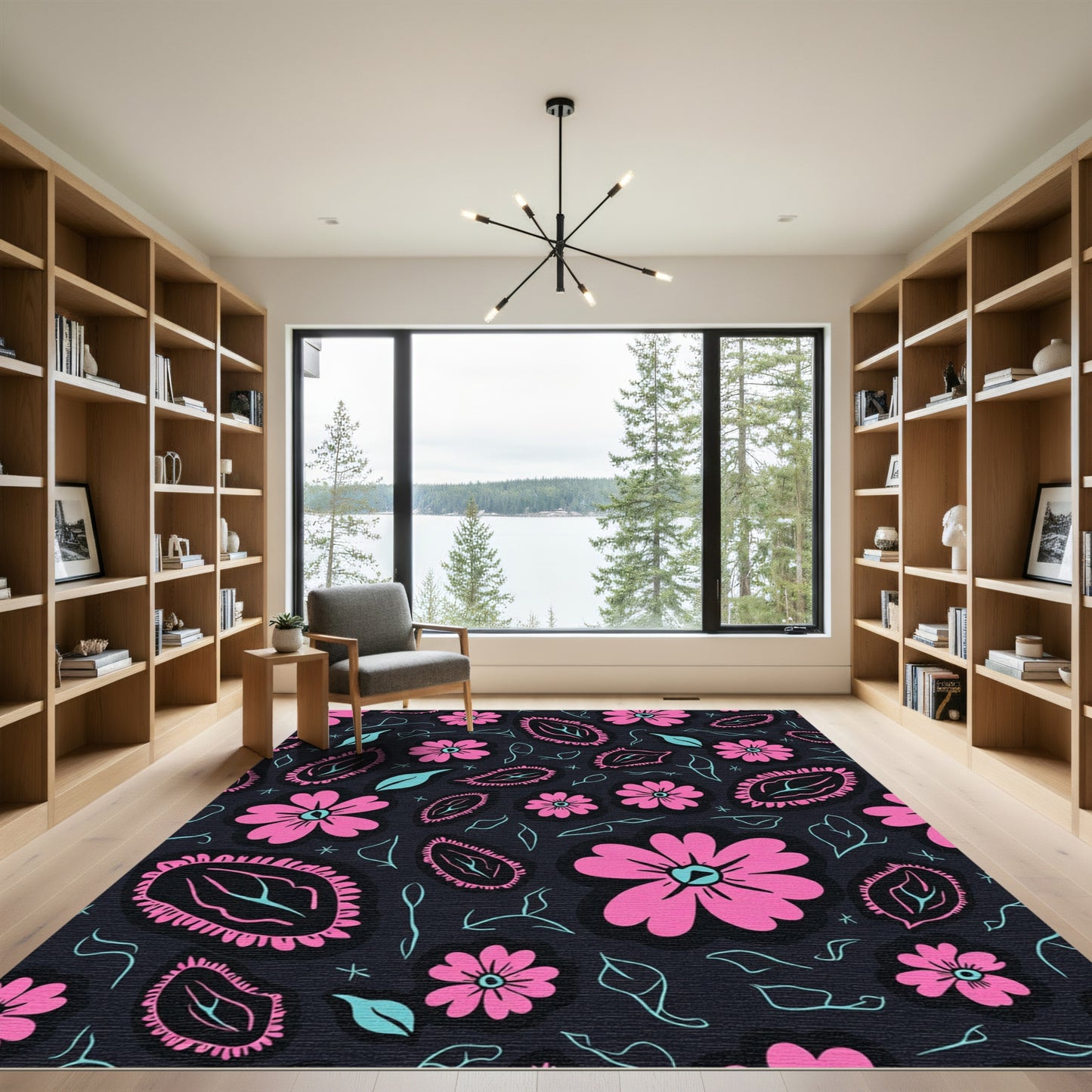 Pink Blooming Paisley Leaf Medley Rug