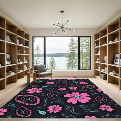 Pink Blooming Paisley Leaf Medley Rug