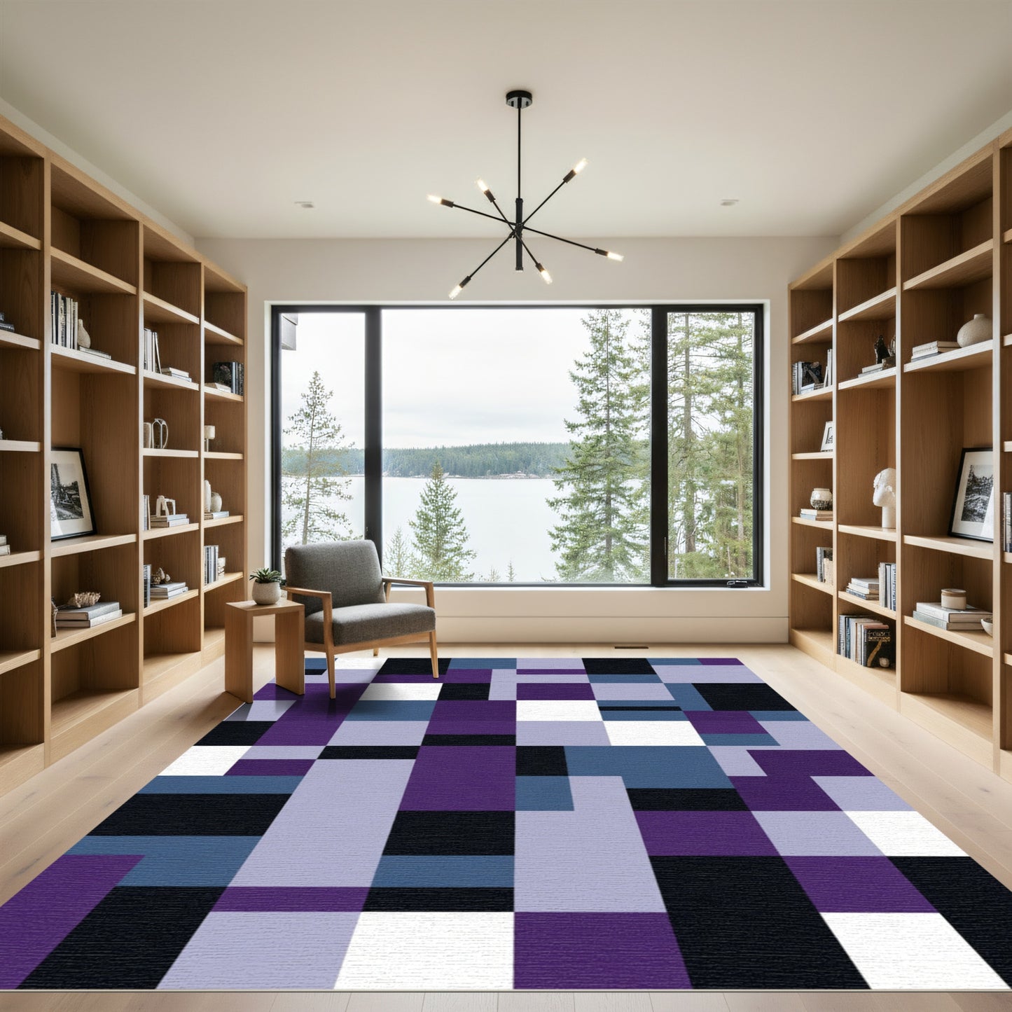 Violet Indigo Abstract Block Rug