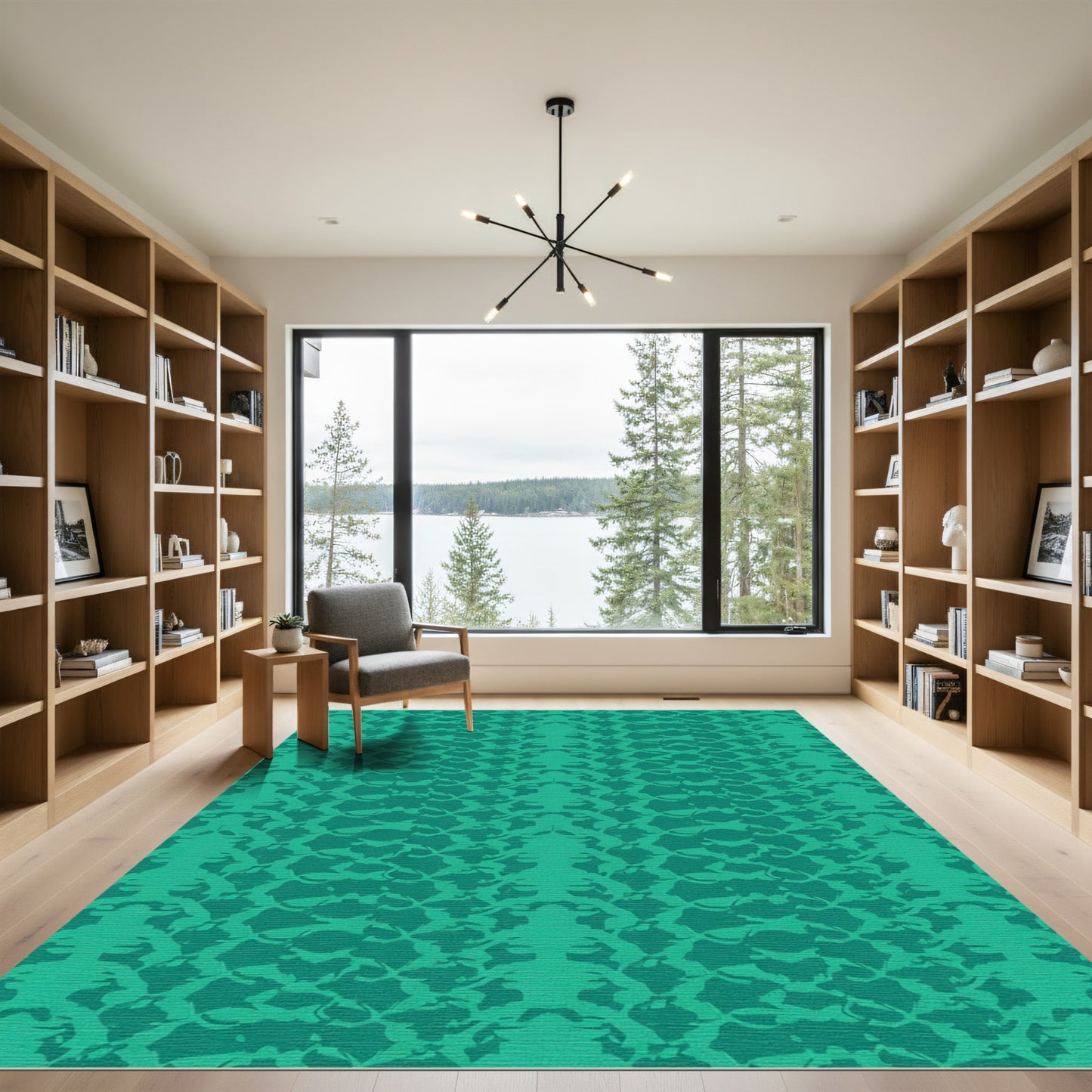 Deep Teal Iridescent Reptile Skin Rug