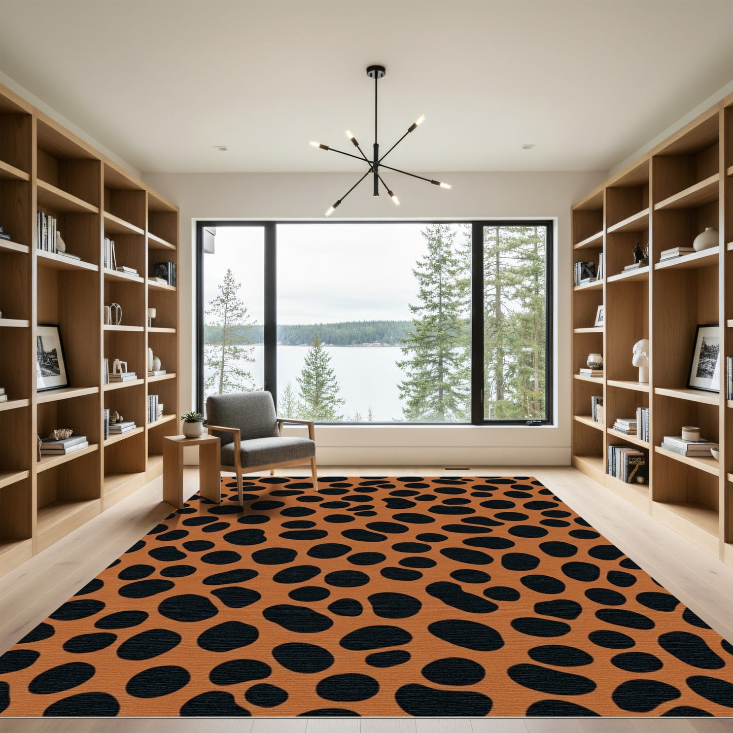 Brown Black Abstract Spots Rug