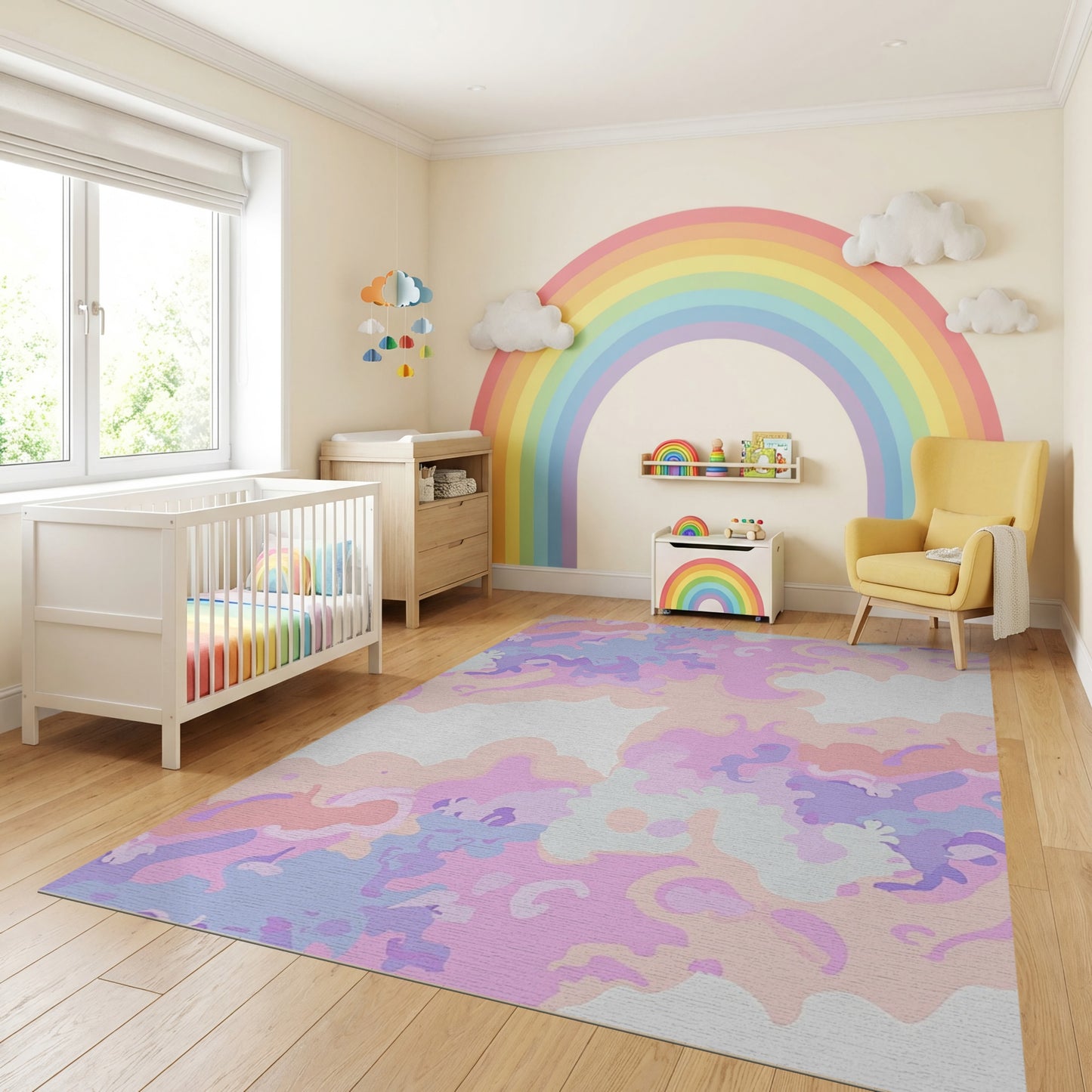 Soft Pastel Organic Cloud Shapes Rug