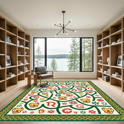 Whimsical Yellow Animal Alphabet Animals Rug