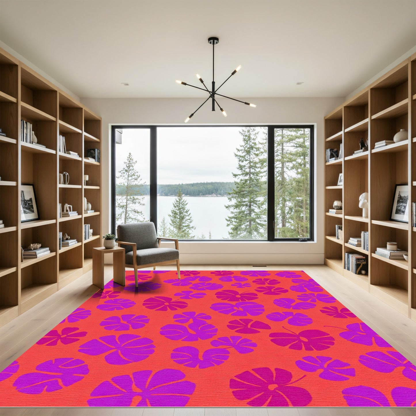 Vibrant Fuchsia Leafy Canopy Rug