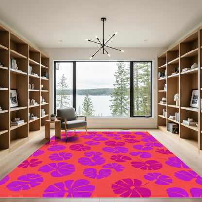 Vibrant Fuchsia Leafy Canopy Rug