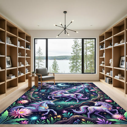 Celestial Unicorn Forest Constellation Art Rug