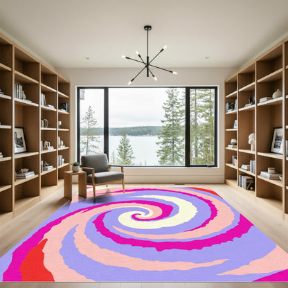 Pastel Spiral Swirl Abstraction Rug