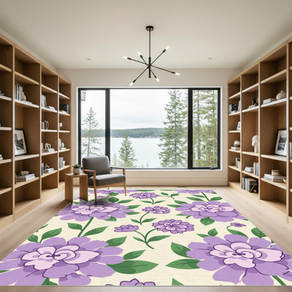 Tender Purple Floral Garden Rug