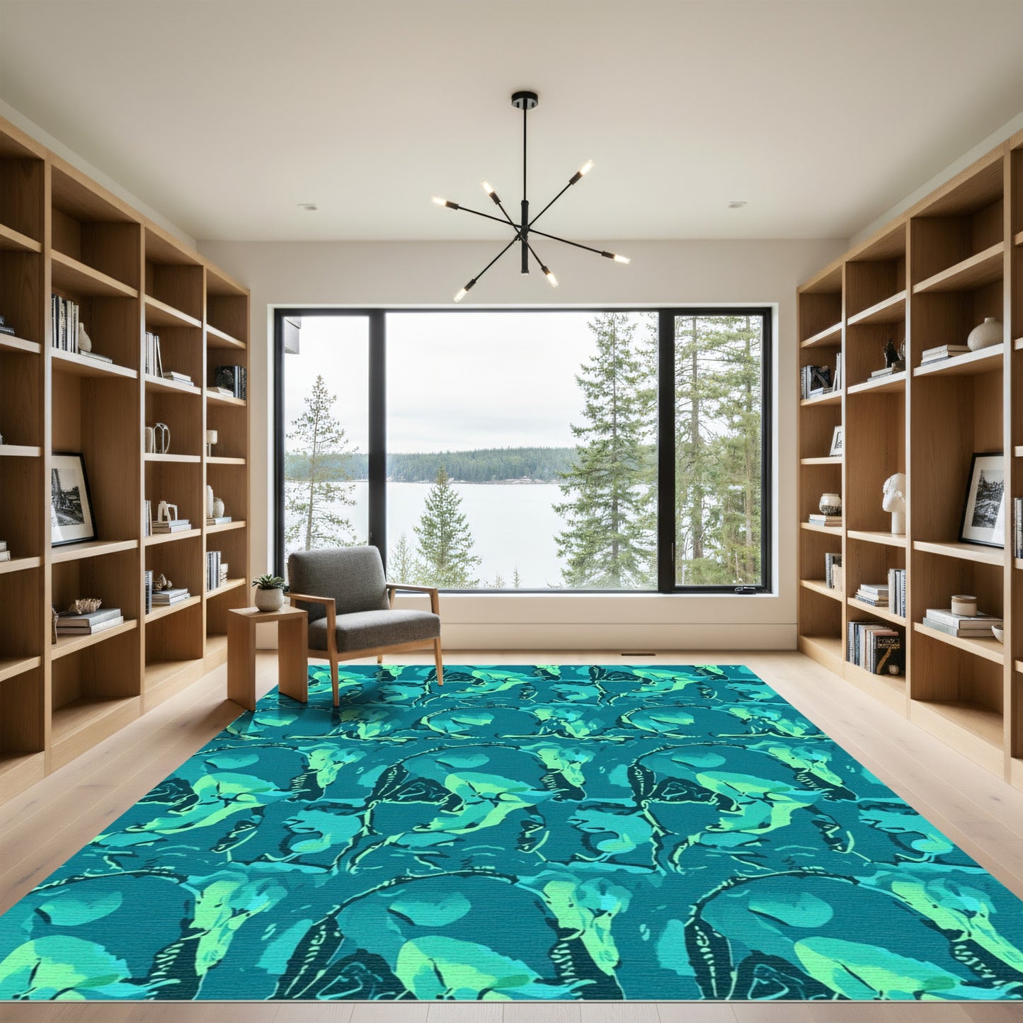 Cyan Skull Abstract Repeat Rug