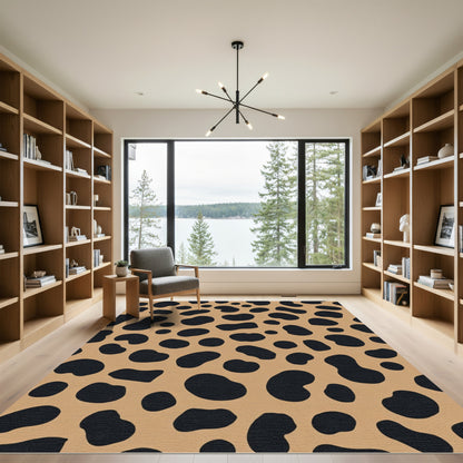 Tan Black Spotty Animal Print Rug