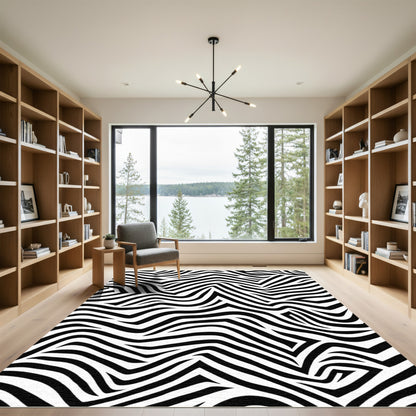 Monochromatic Wavy Animal Print Rug