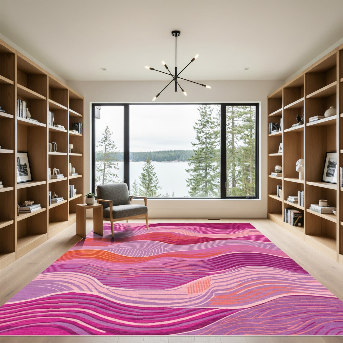 Pink Purple Orange Waves Rug