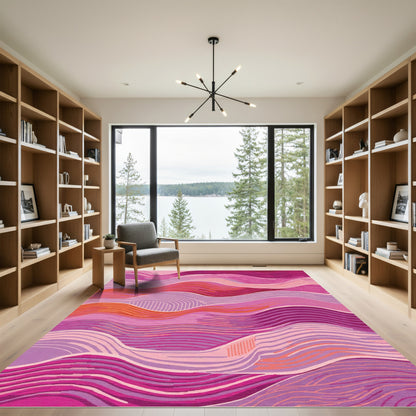Pink Purple Orange Waves Rug