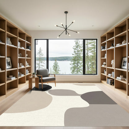 Monochrome Abstract Organic Shapes Rug
