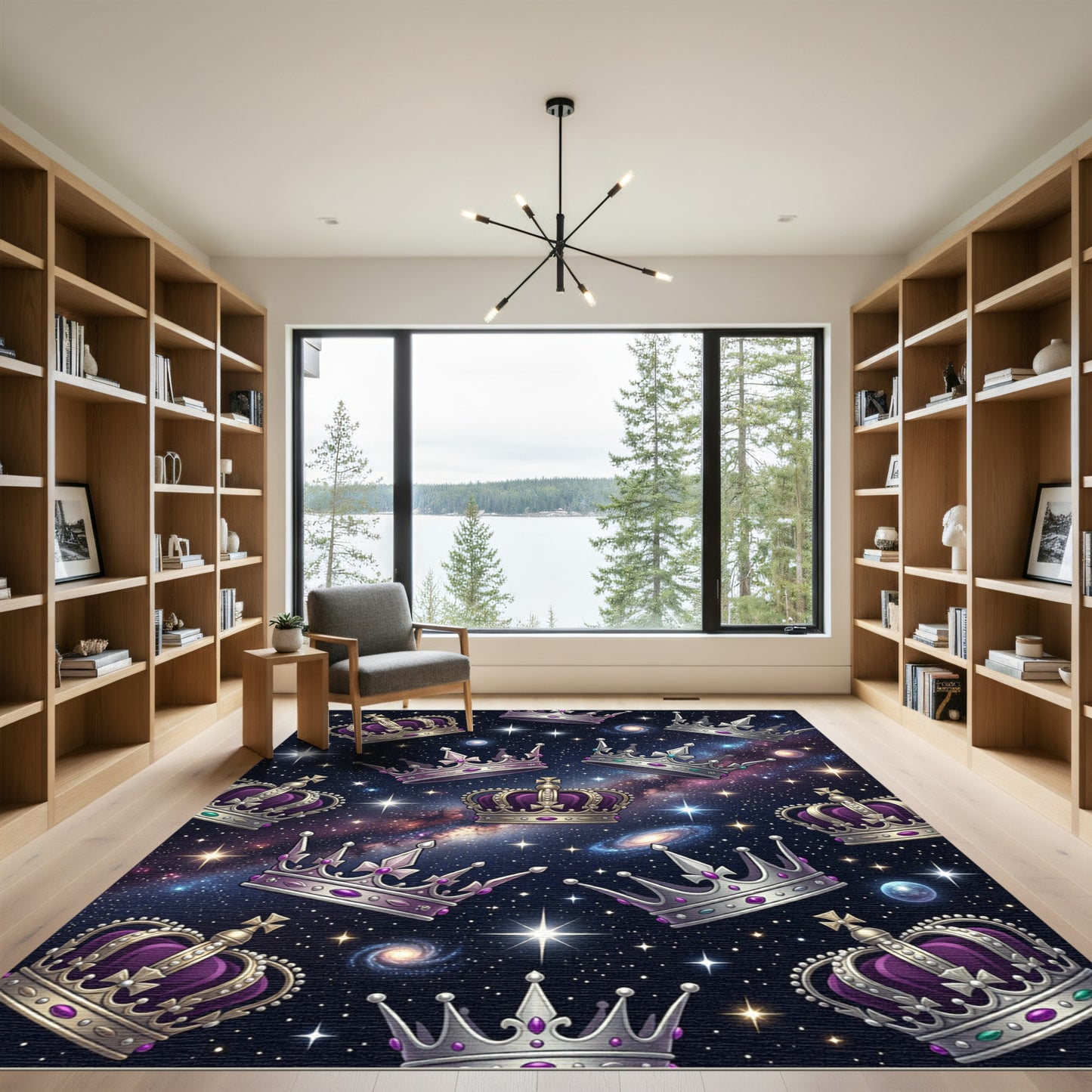 Celestial Purple Crown Galaxy Night Rug