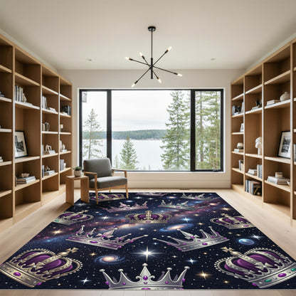 Celestial Purple Crown Galaxy Night Rug