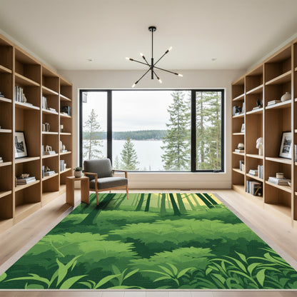 Verdant Forest Canopy Lush Green Art Rug