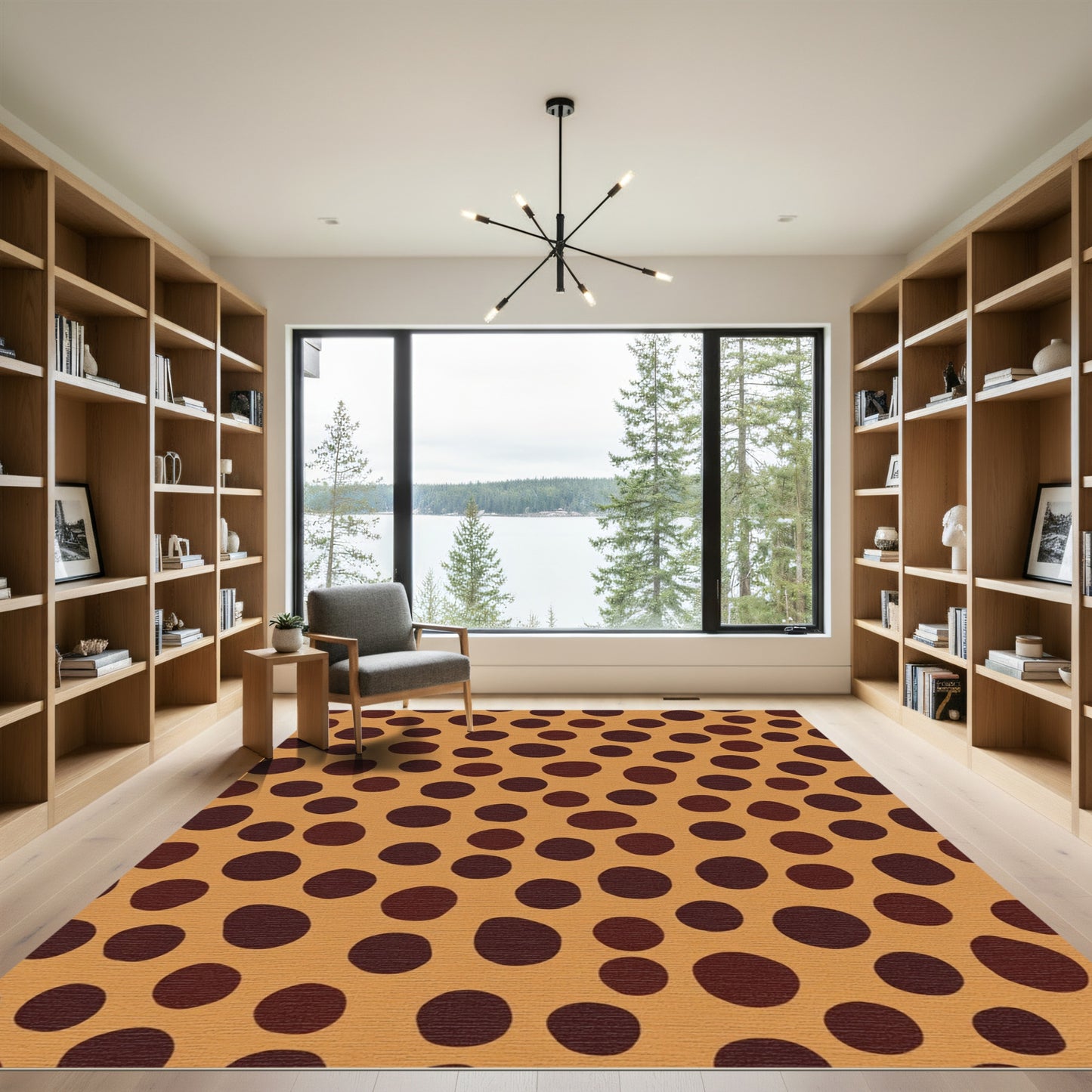 Warm Ochre Spotted Animal Print Rug