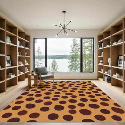 Warm Ochre Spotted Animal Print Rug