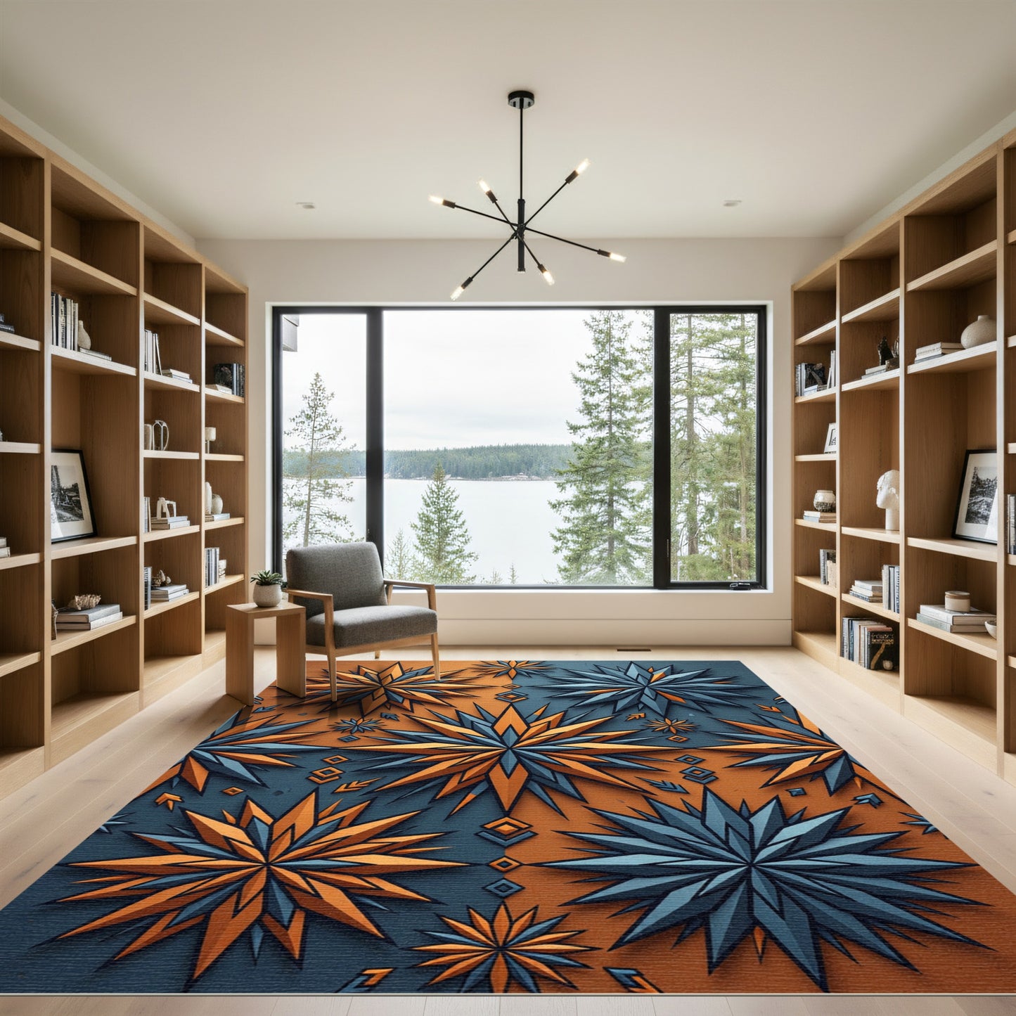 Vibrant Starburst Geometric Diamond Rug