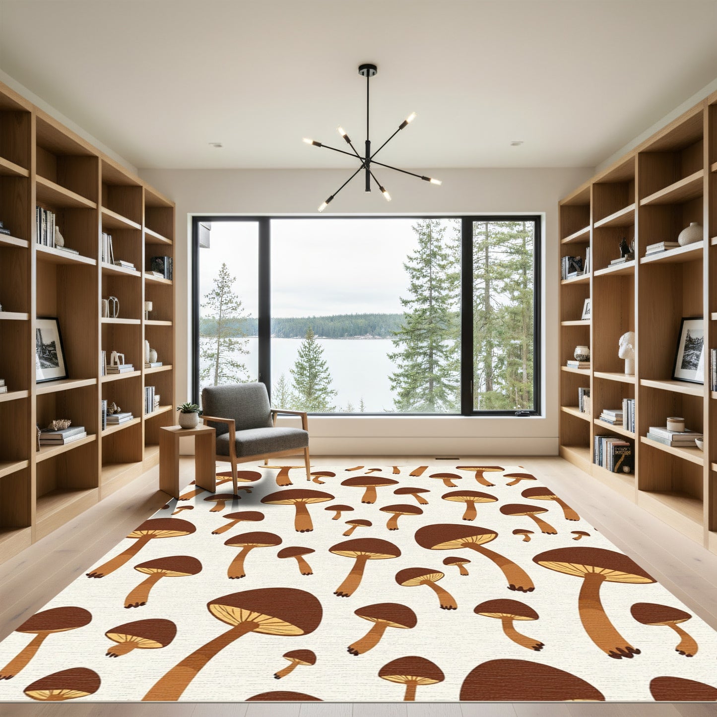 Brown Mushroom Forest Collection Rug