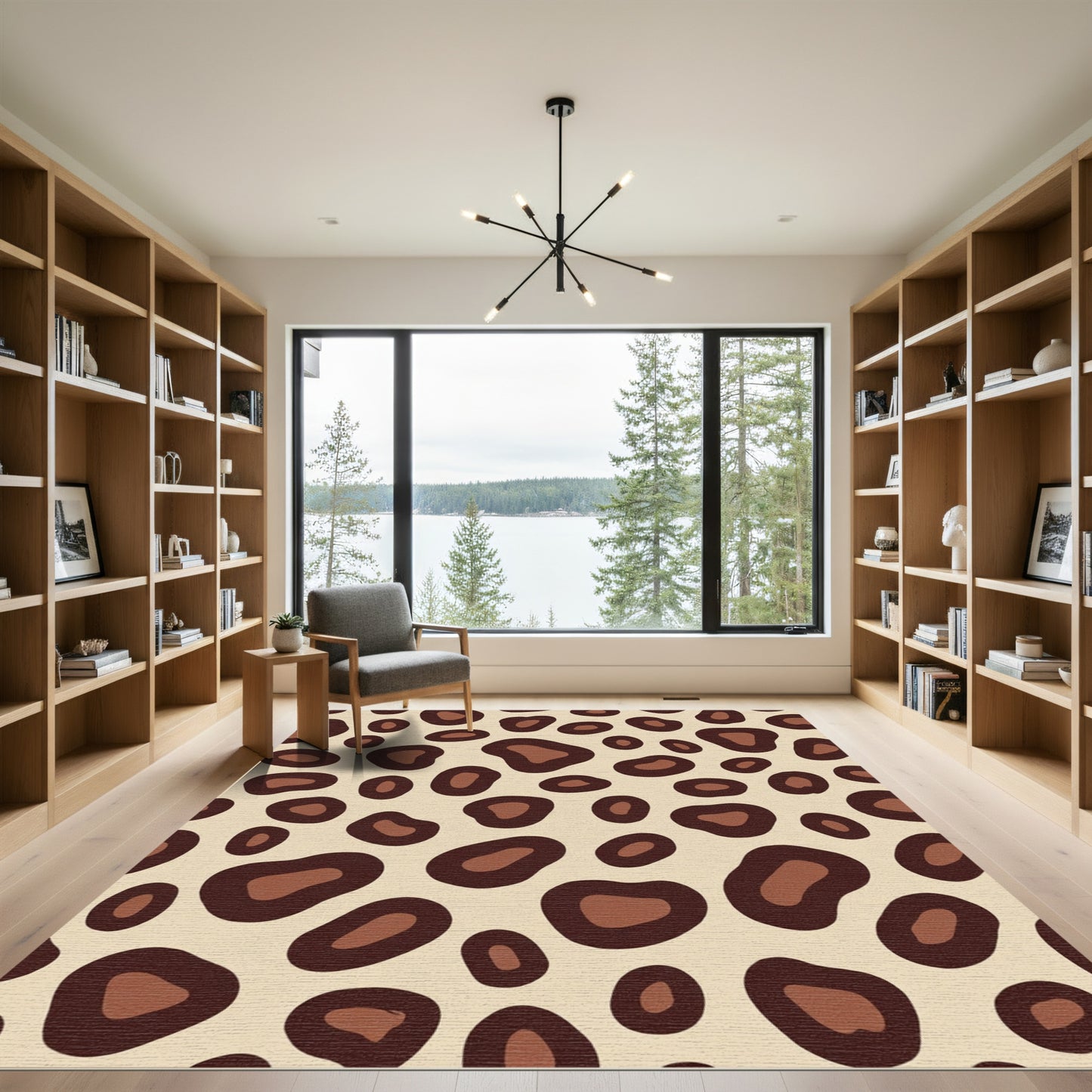 Brown Leopard Print Spots Rug