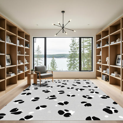 Gray Dalmatian Spot Pattern Rug