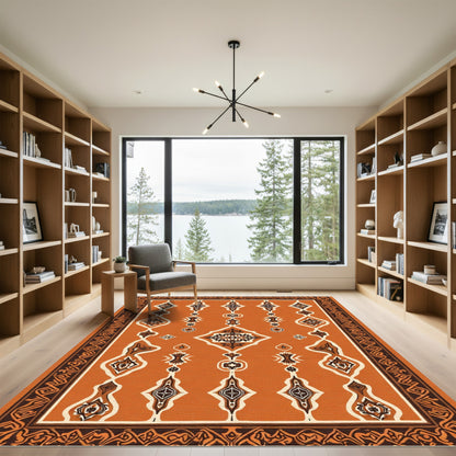 Rustic Amber Tribal Medallion Rug