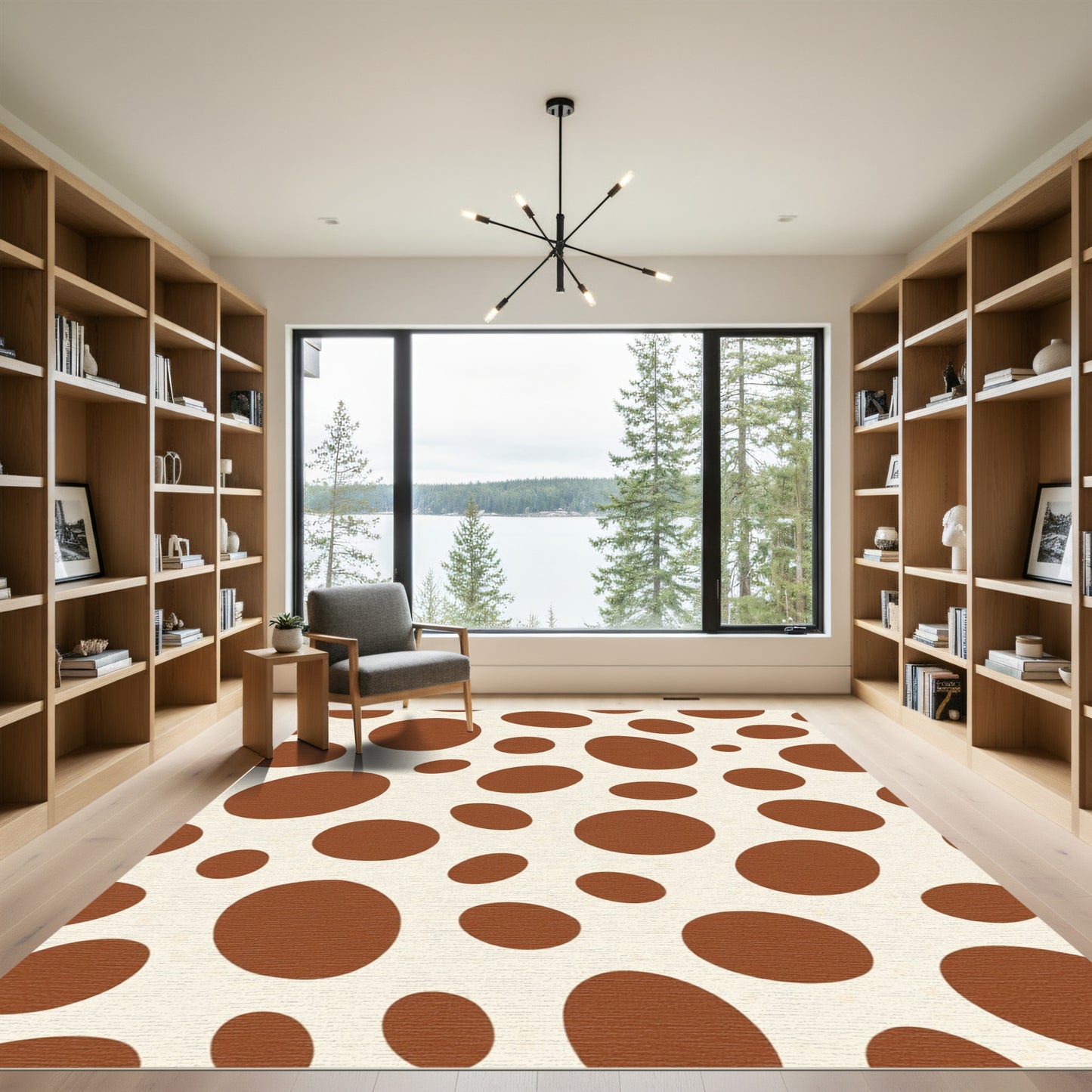 Brown Oval Spot Cream Rug