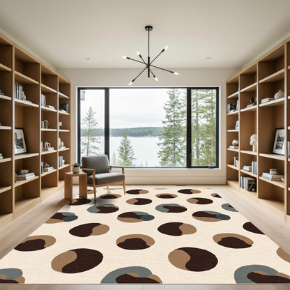 Brown and Gray Abstract Circles Rug