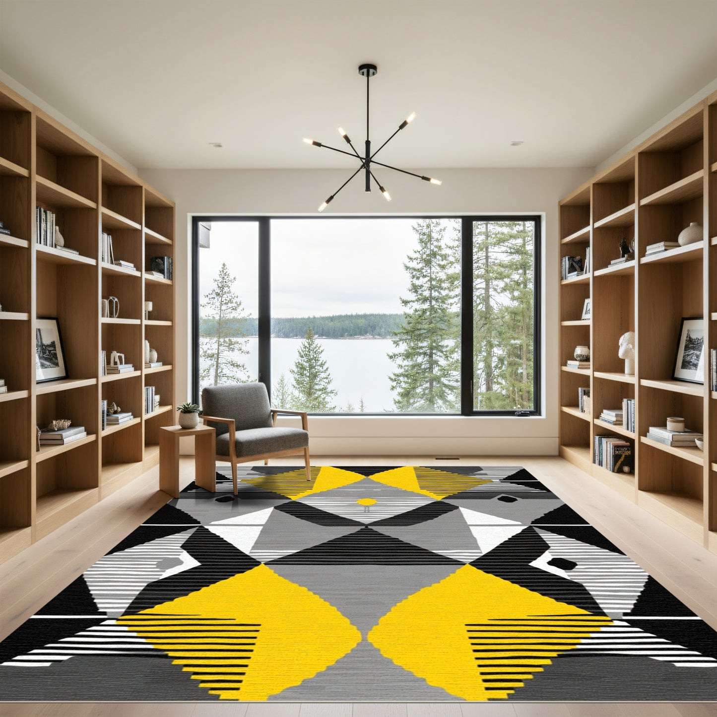 Bold Sun Yellow Geometric Abstract Rug