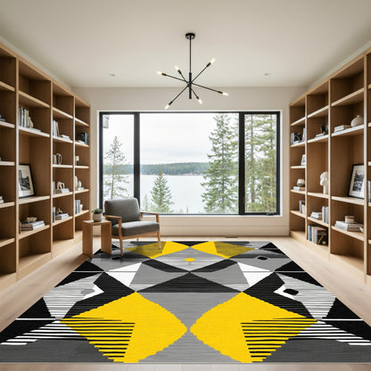 Bold Sun Yellow Geometric Abstract Rug