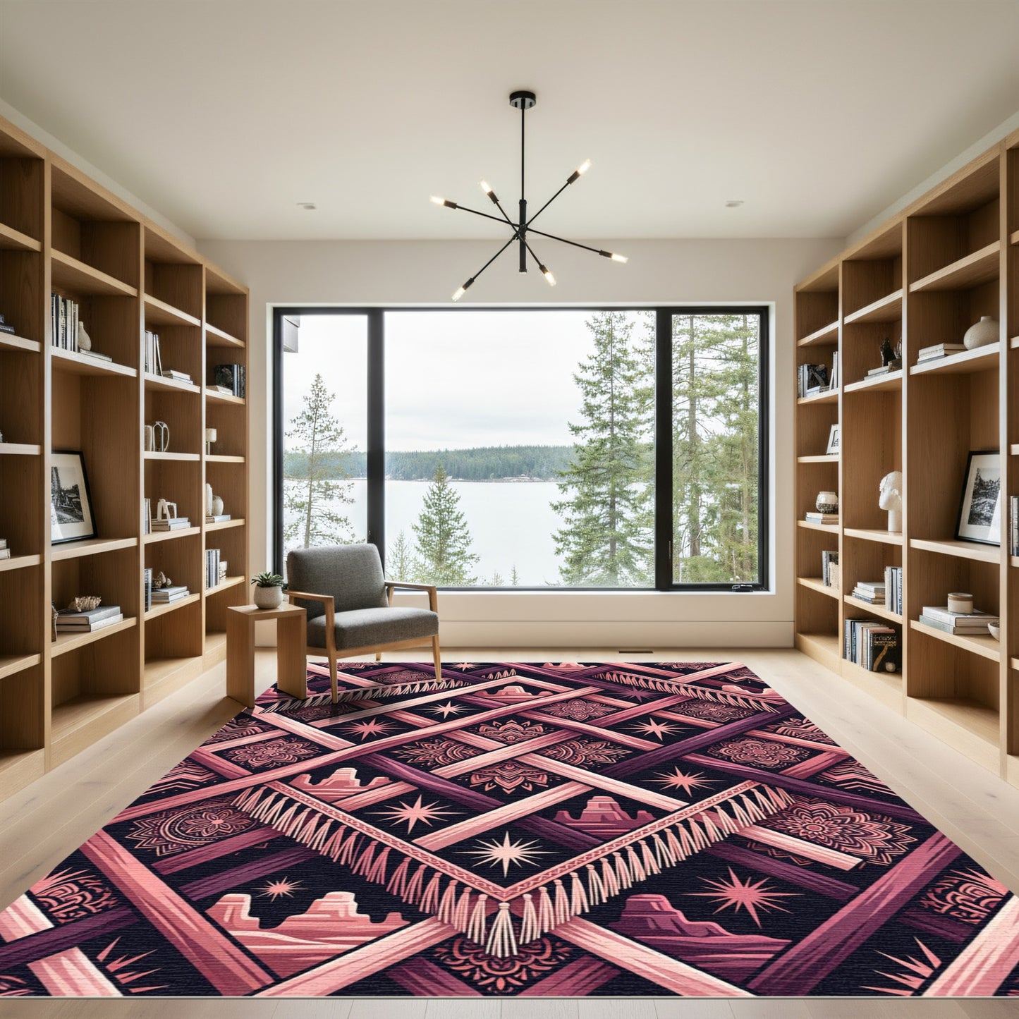 Desert Sunset Geometric Fringe Weave Rug