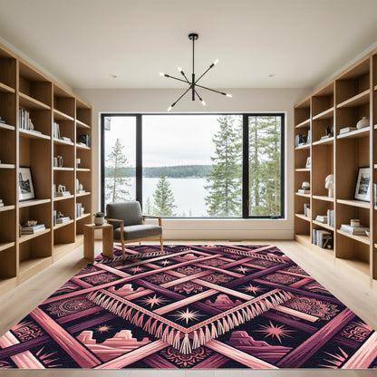 Desert Sunset Geometric Fringe Weave Rug