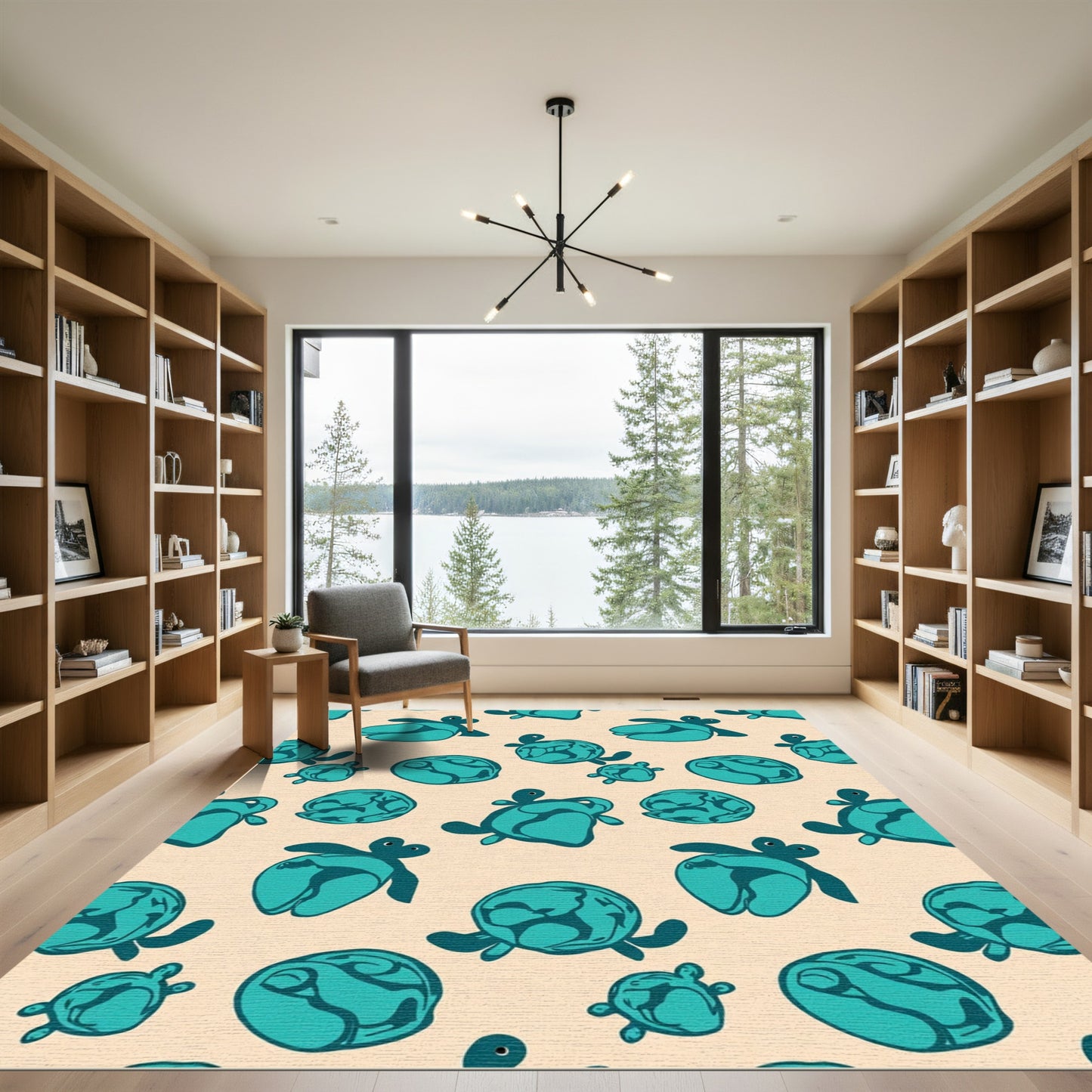 Aqua Turtle Repeat Composition Rug