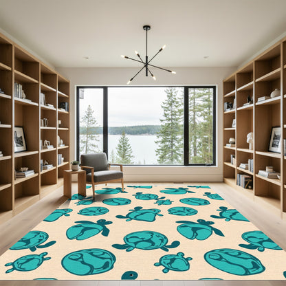 Aqua Turtle Repeat Composition Rug