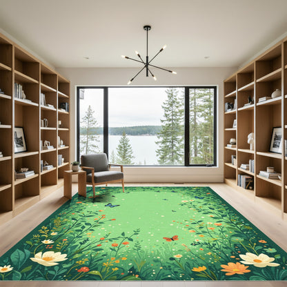 Enchanting Butterfly Garden Meadow Rug