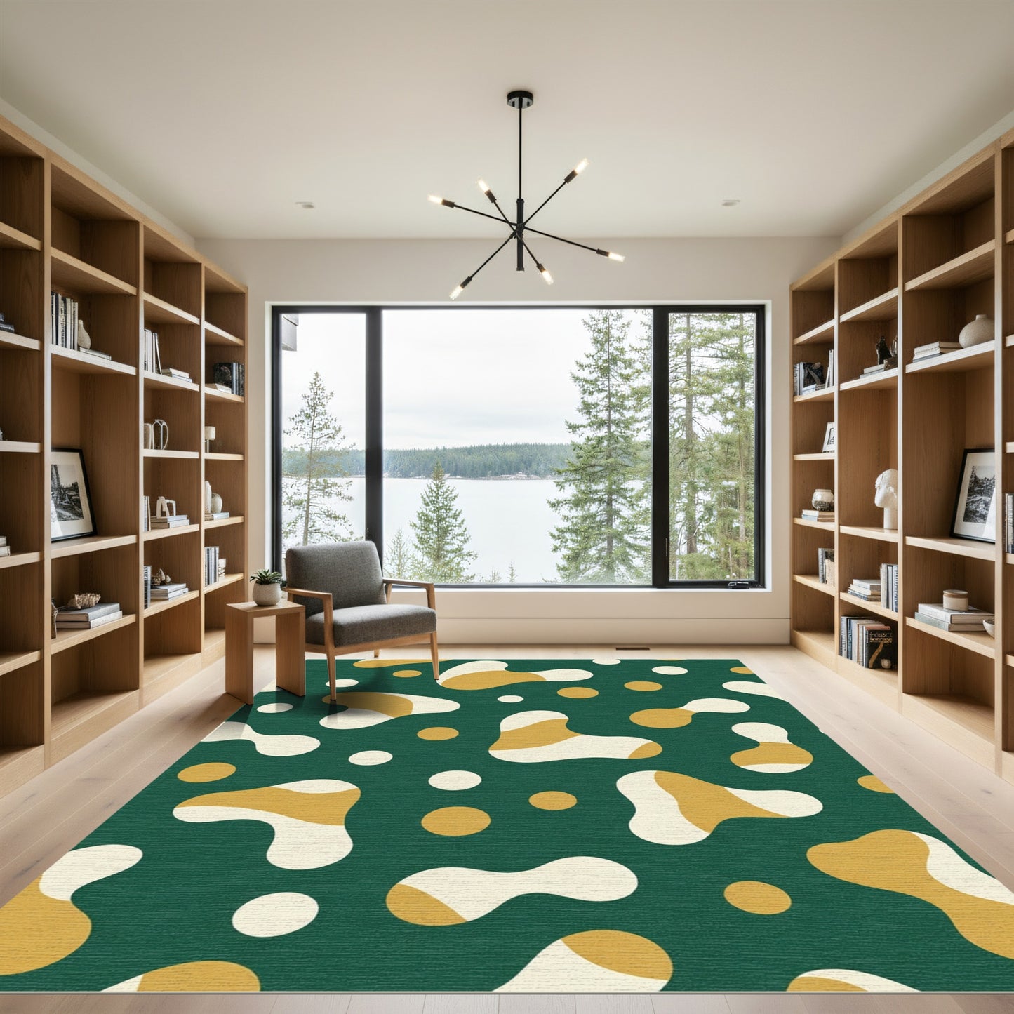 Emerald Organic Blob Dots Rug